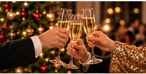 Guests celebrating with a champagne toast