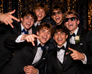 School dance guests enjoying a photo experience