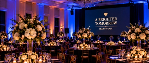 Guests attending an elegant fundraiser and charity gala